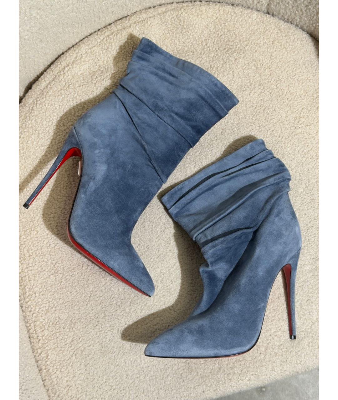 CHRISTIAN LOUBOUTIN Синие замшевые ботильоны, фото 5