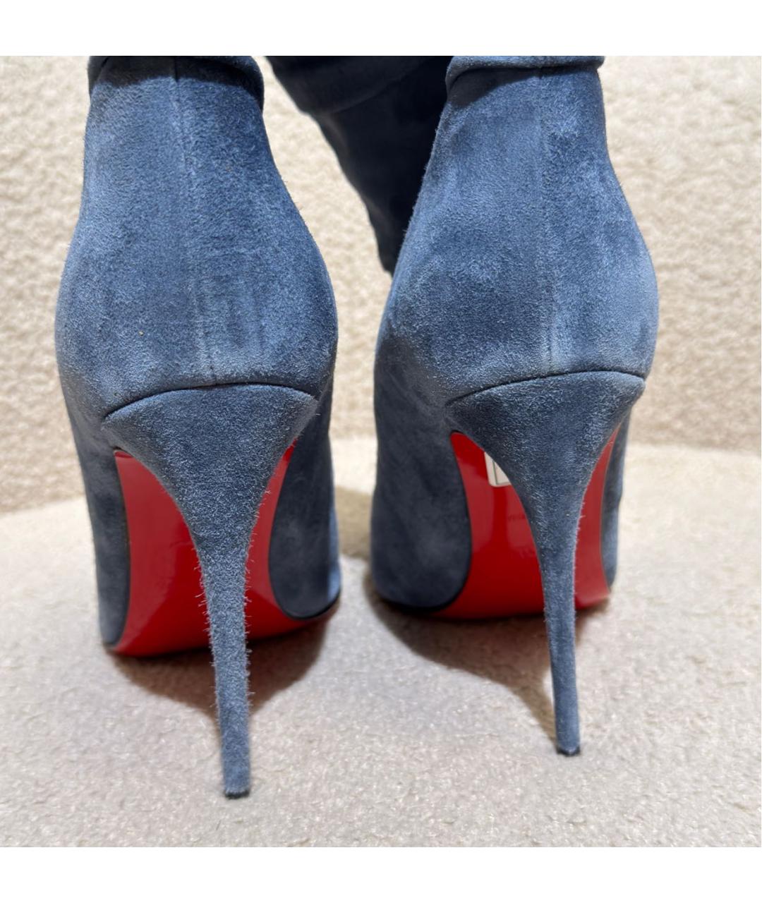 CHRISTIAN LOUBOUTIN Синие замшевые ботильоны, фото 4