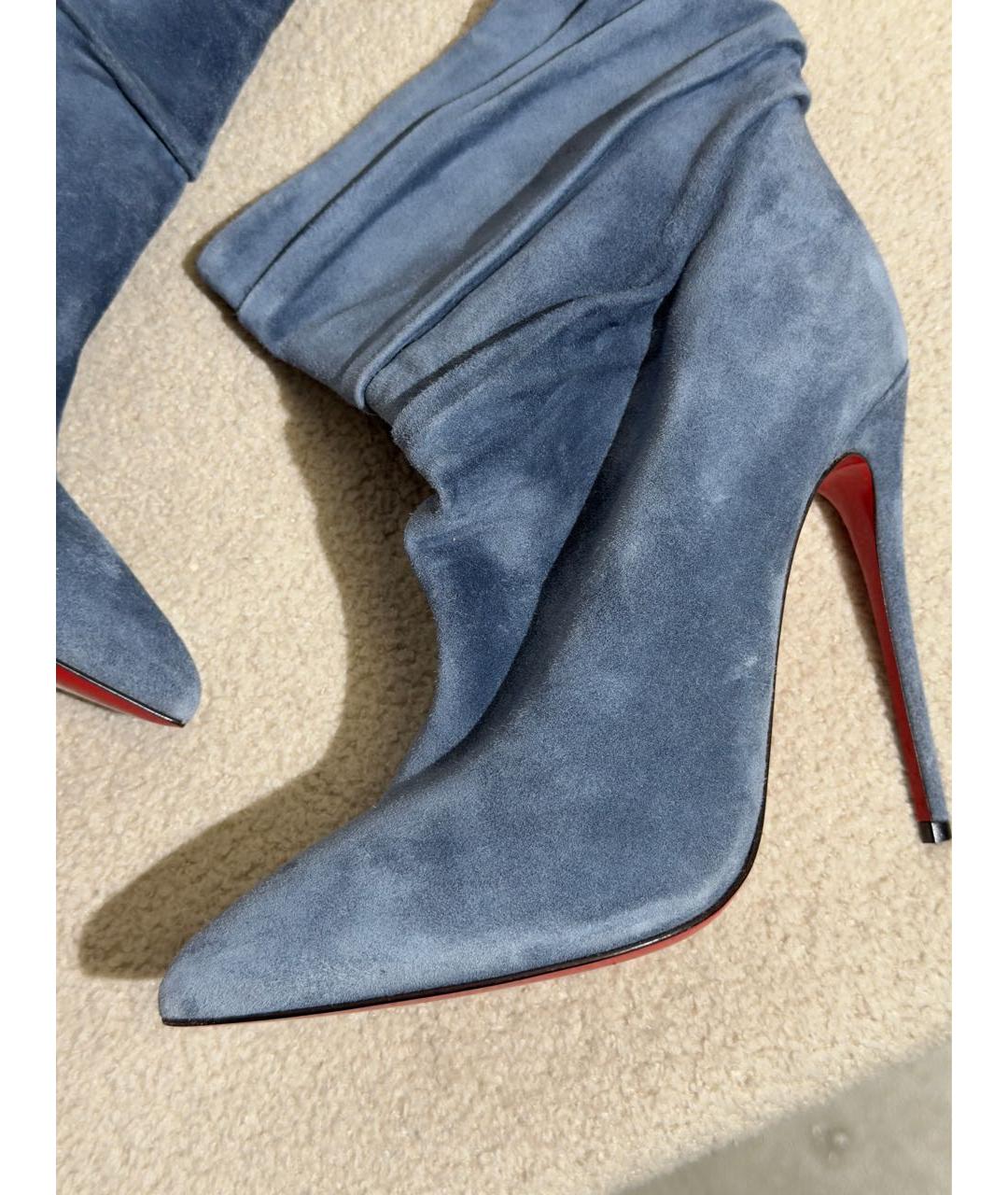 CHRISTIAN LOUBOUTIN Синие замшевые ботильоны, фото 8