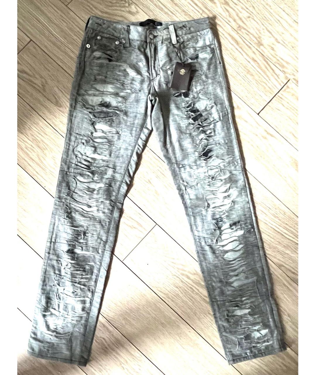 JUST CAVALLI Серые хлопковые прямые джинсы, фото 9