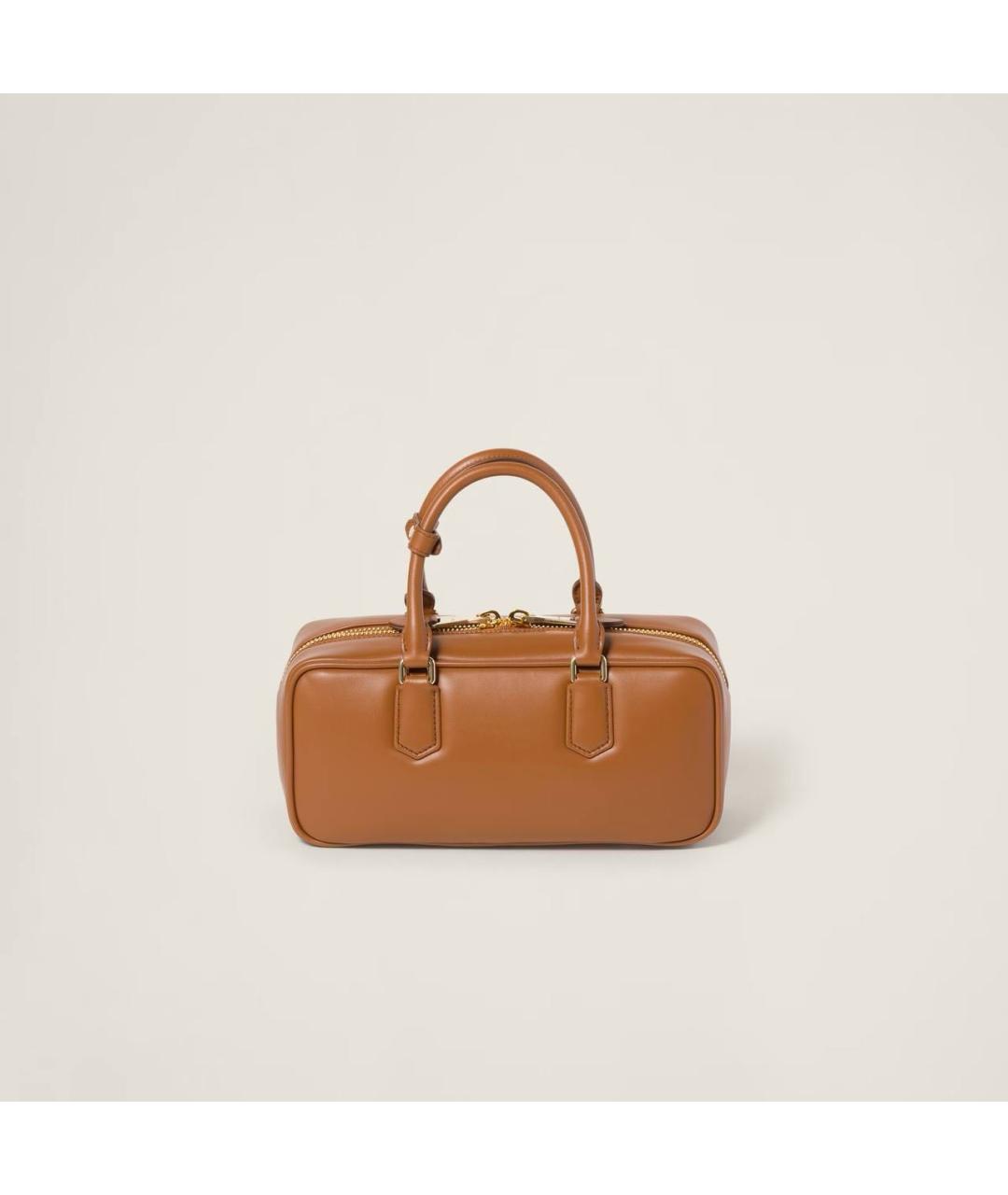 MIU MIU Коричневая кожаная сумка с короткими ручками, фото 4