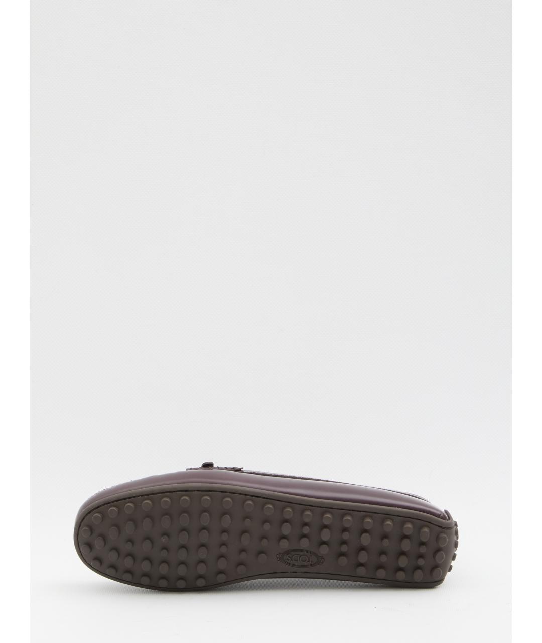 TOD'S Бордовые кожаные мокасины, фото 4