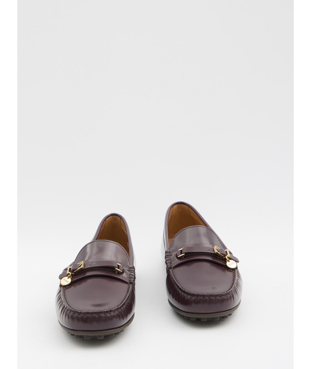 TOD'S Бордовые кожаные мокасины, фото 5