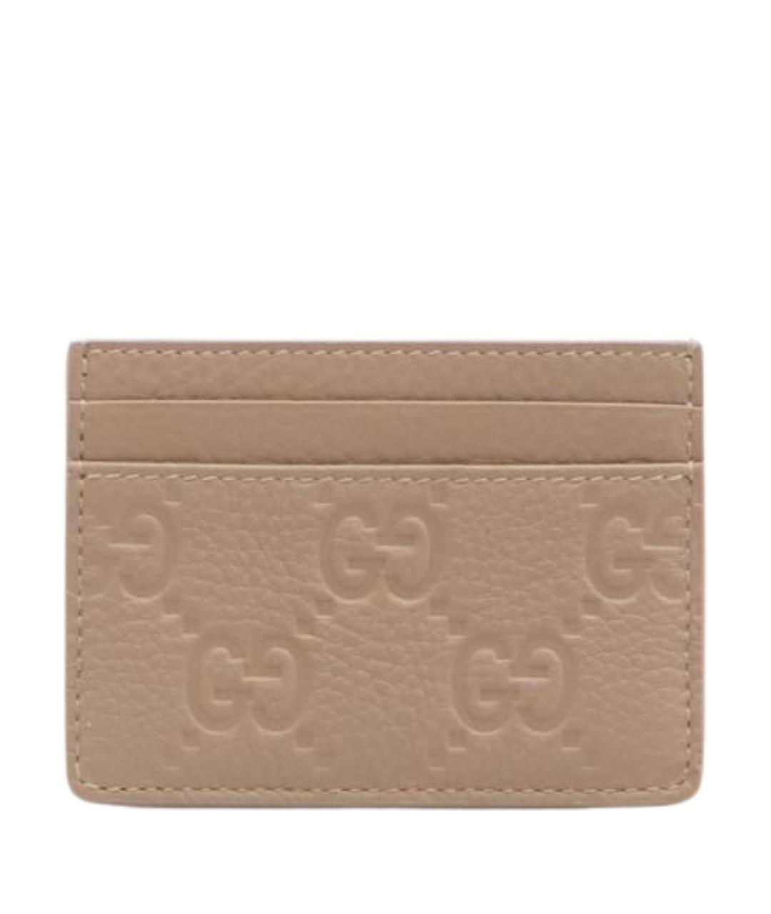 GUCCI Бежевый кожаный кардхолдер, фото 1