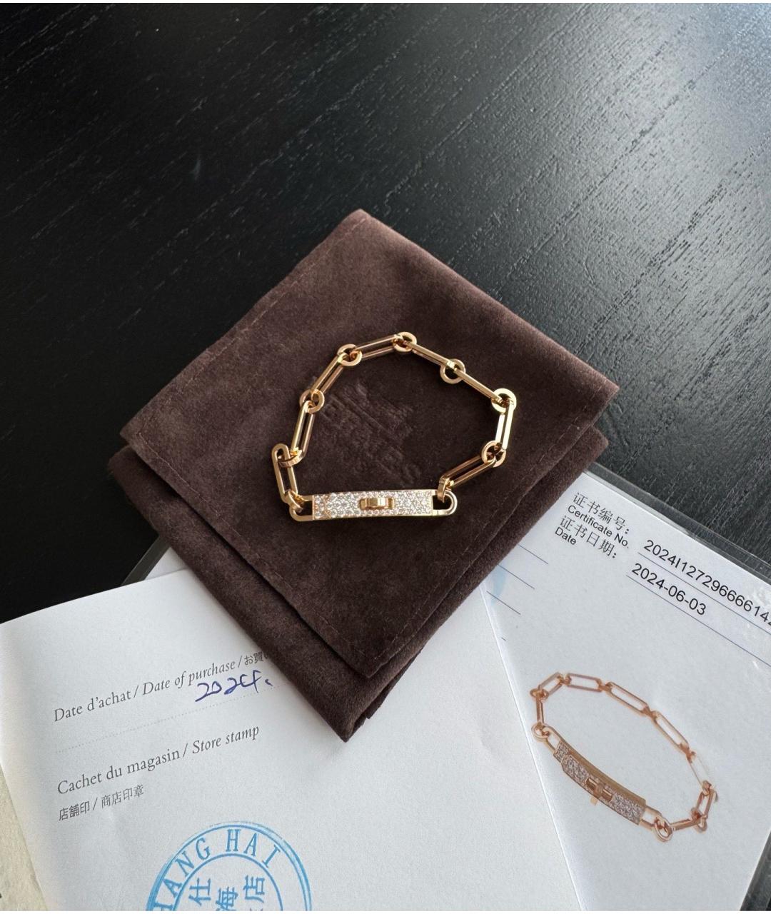 HERMES Золотой браслет из розового золота, фото 2