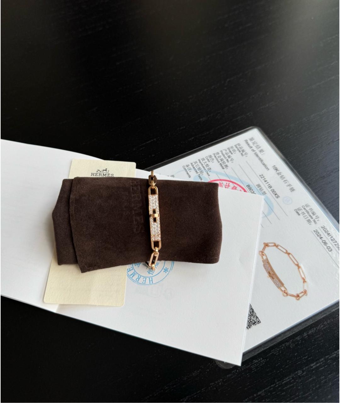 HERMES Золотой браслет из розового золота, фото 4