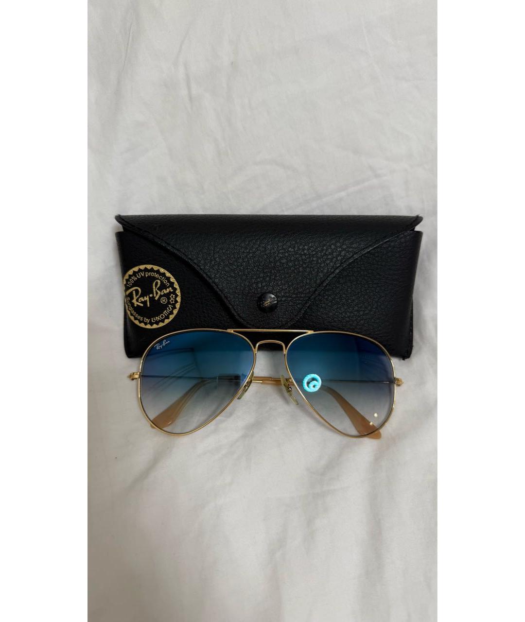 RAY BAN Голубые металлические солнцезащитные очки, фото 5