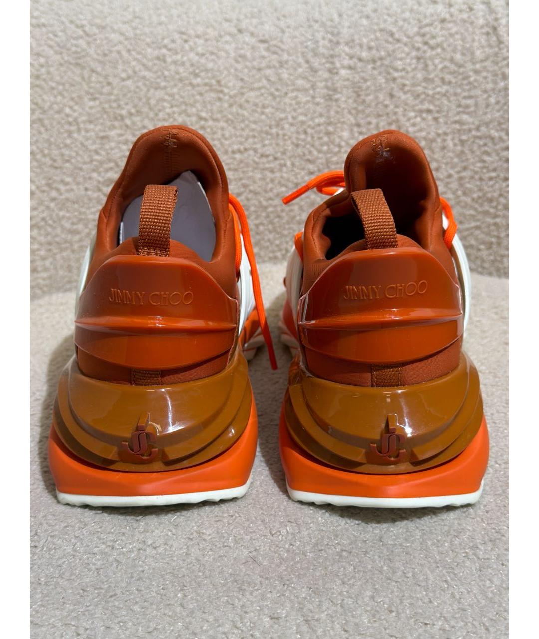 JIMMY CHOO Оранжевое текстильные кроссовки, фото 4