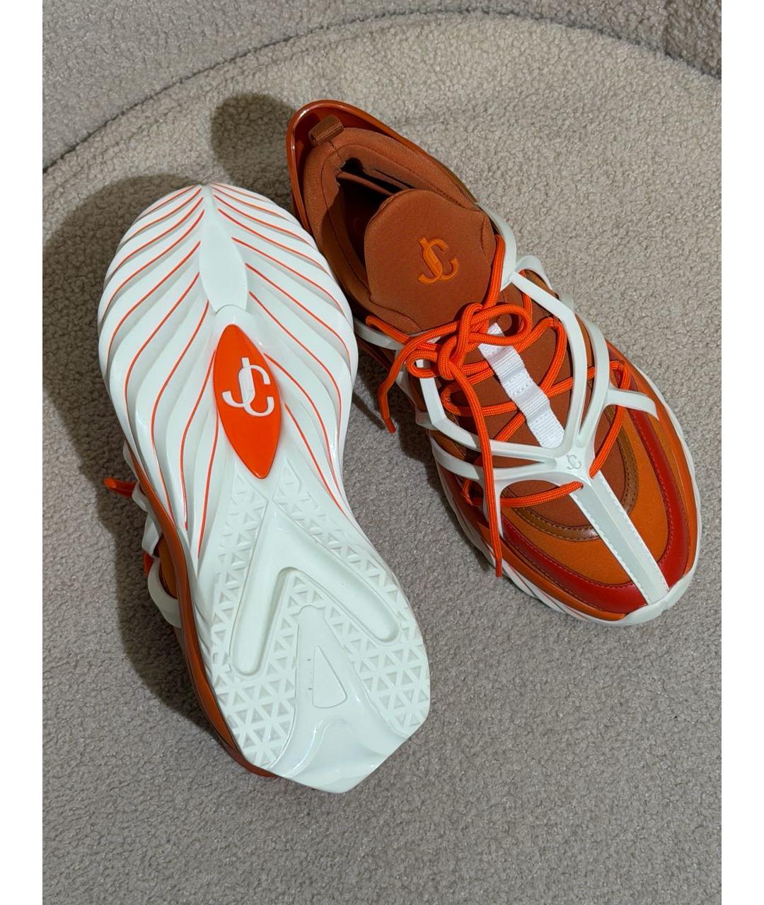 JIMMY CHOO Оранжевое текстильные кроссовки, фото 6