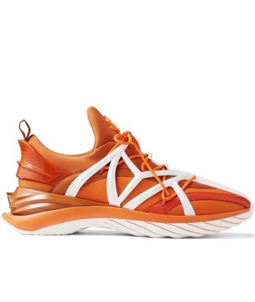 JIMMY CHOO Оранжевое текстильные кроссовки, фото 1