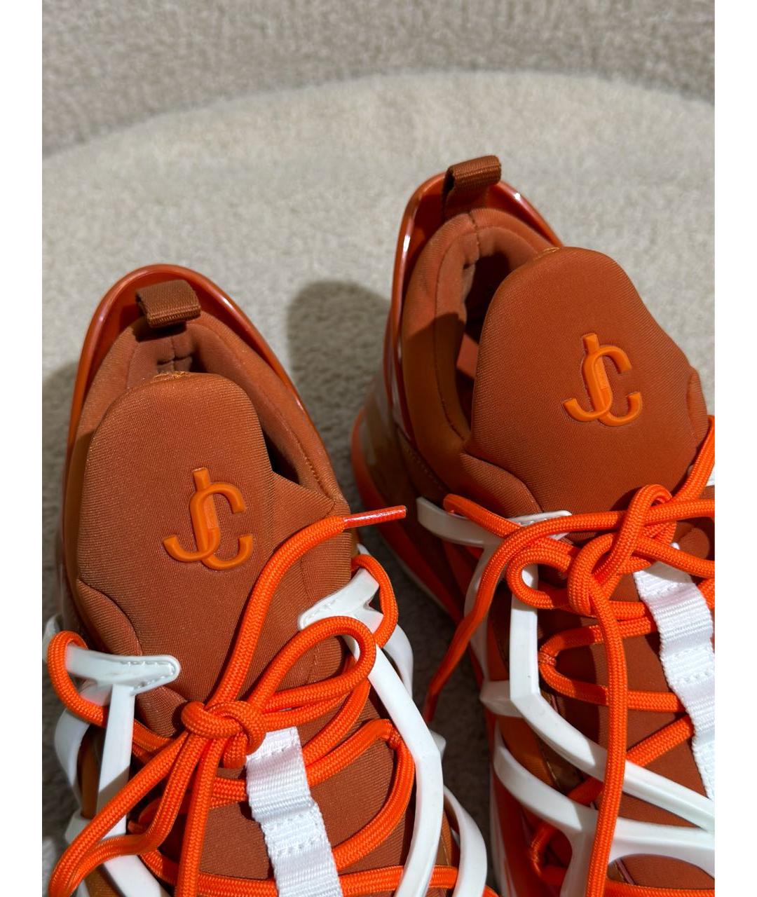 JIMMY CHOO Оранжевое текстильные кроссовки, фото 3