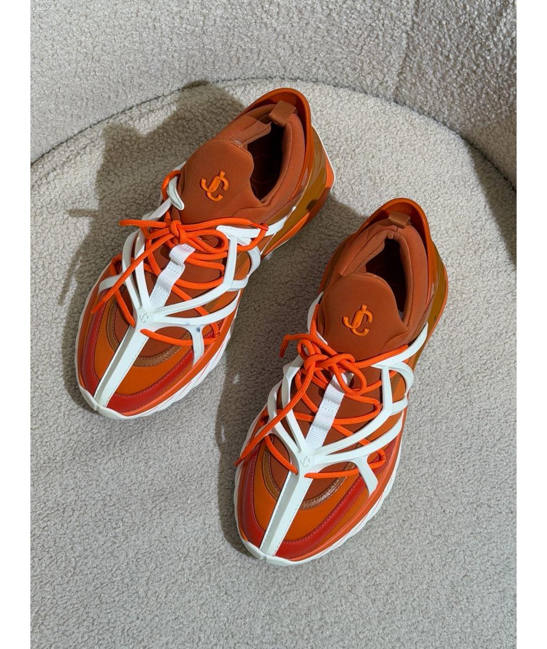 JIMMY CHOO Оранжевое текстильные кроссовки, фото 5