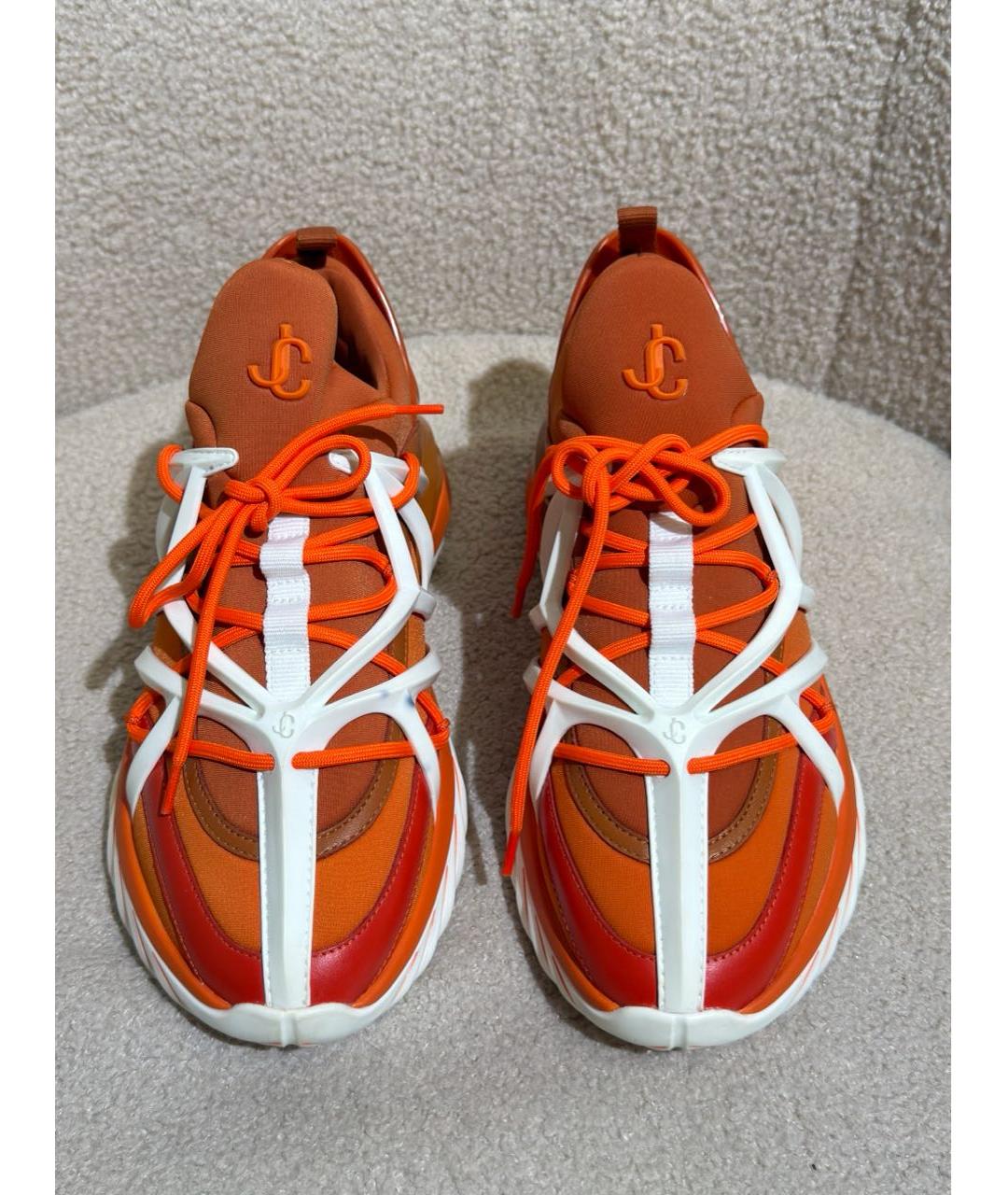 JIMMY CHOO Оранжевое текстильные кроссовки, фото 2