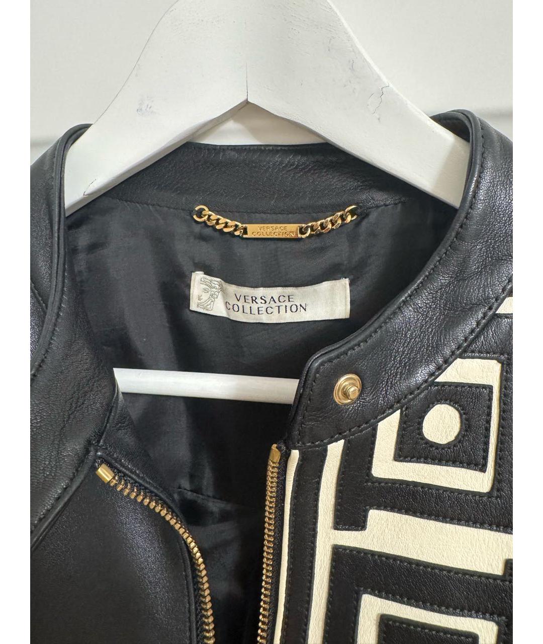 VERSACE COLLECTION Черная кожаная куртка, фото 3