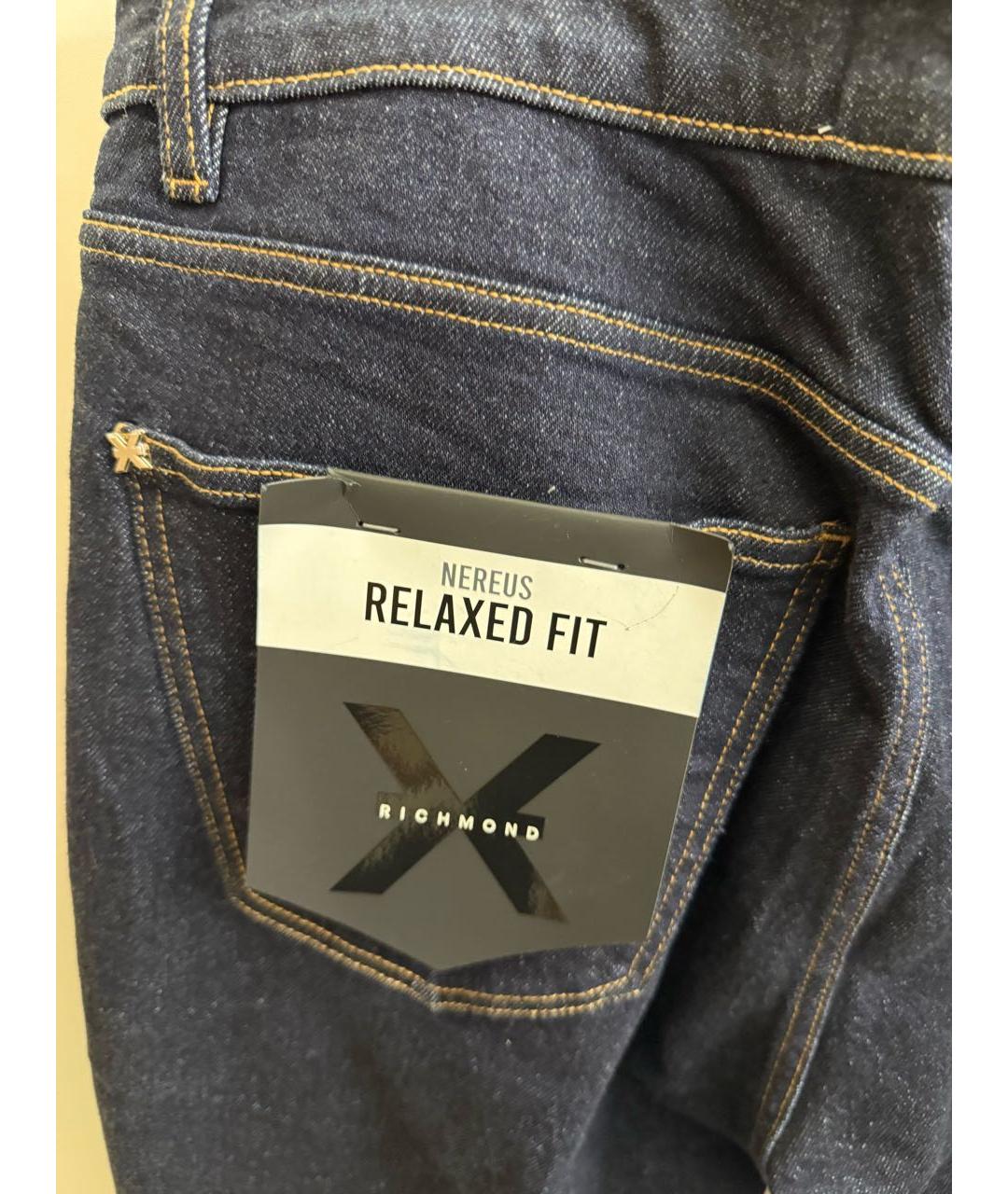 JOHN RICHMOND Темно-синие хлопковые прямые джинсы, фото 5