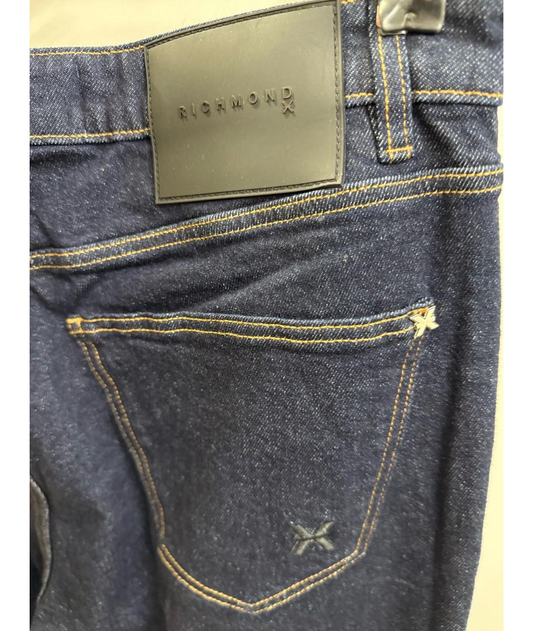JOHN RICHMOND Темно-синие хлопковые прямые джинсы, фото 2