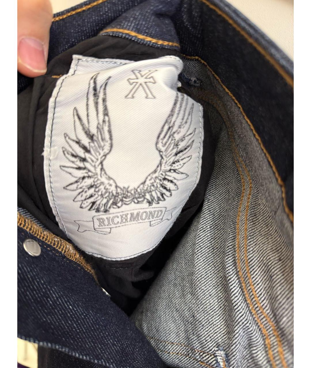 JOHN RICHMOND Темно-синие хлопковые прямые джинсы, фото 6