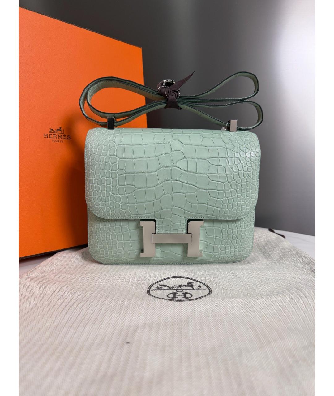 HERMES Зеленая кожаная сумка через плечо, фото 5