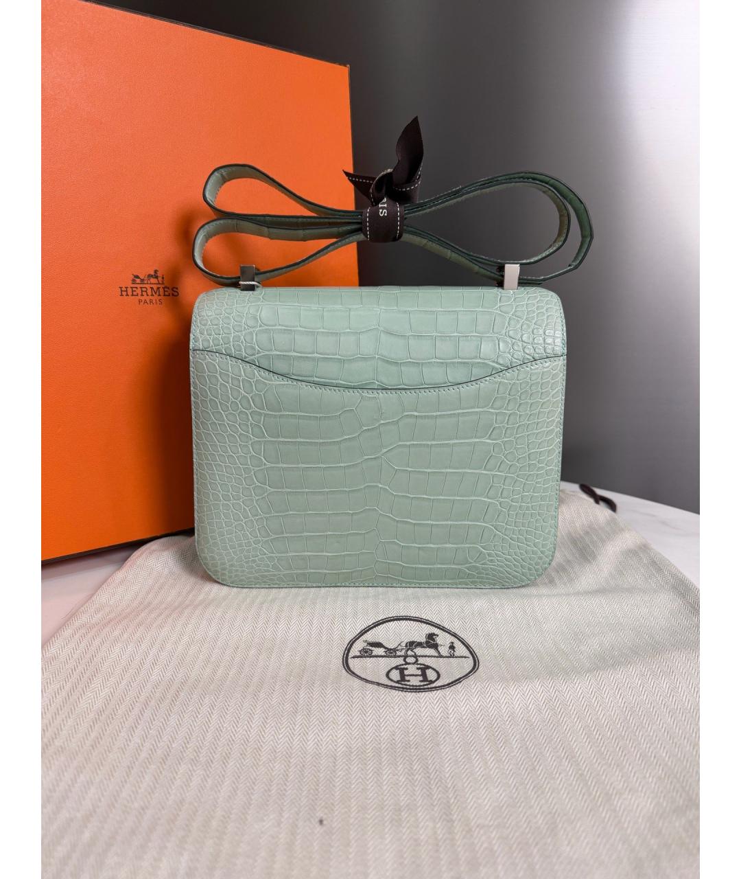 HERMES Зеленая кожаная сумка через плечо, фото 3