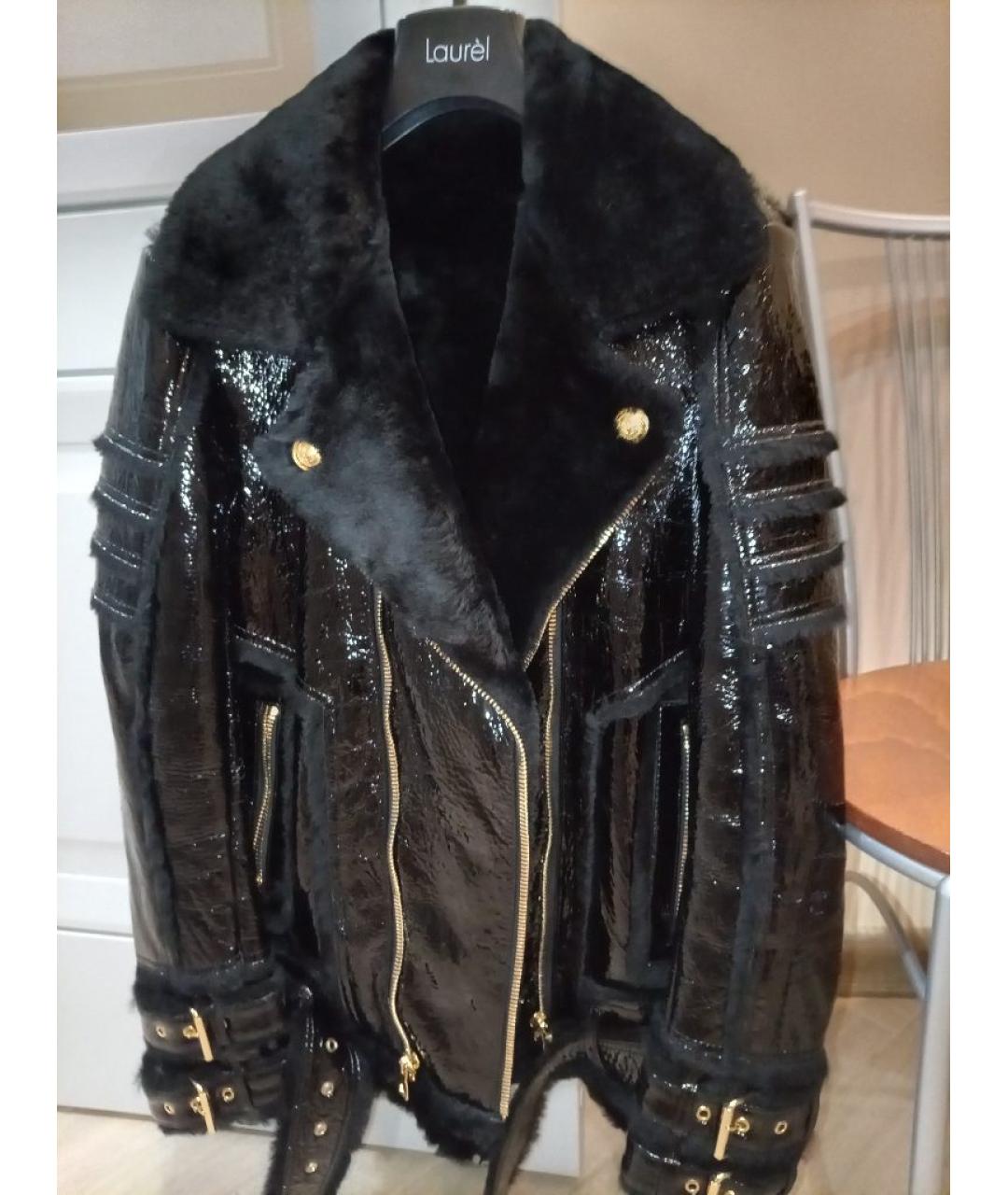 BALMAIN Черная креповая дубленка, фото 4