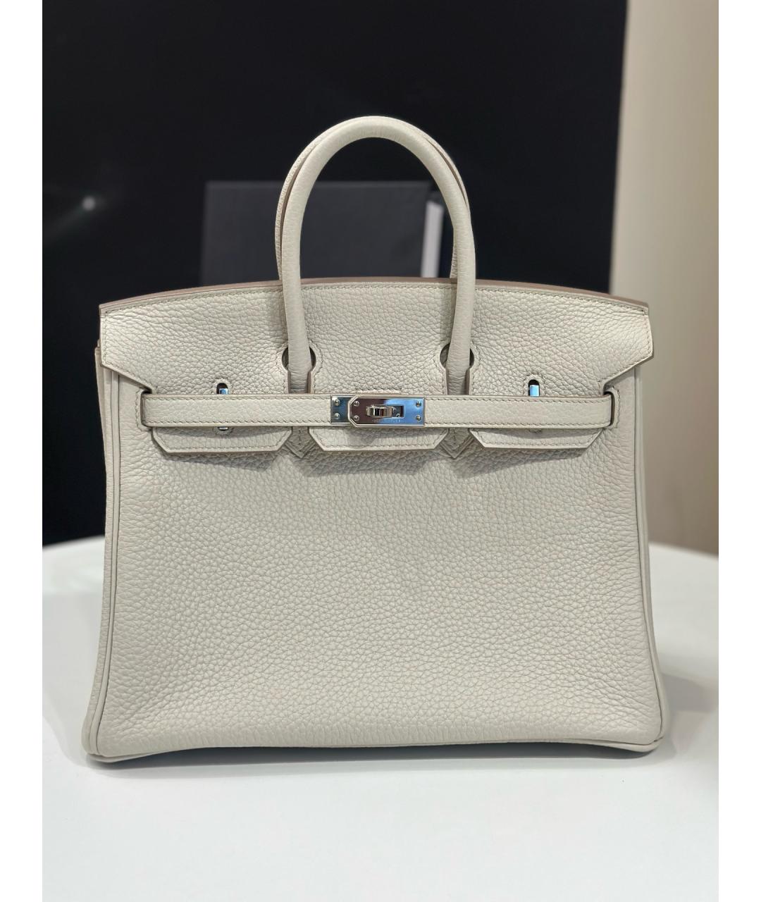 HERMES Белая кожаная сумка с короткими ручками, фото 2