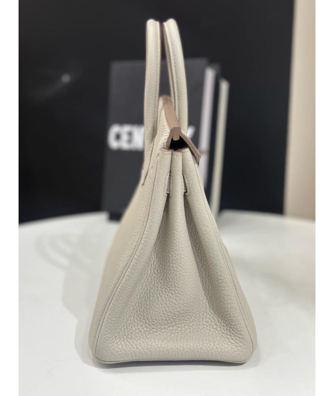 HERMES Белая кожаная сумка с короткими ручками, фото 5