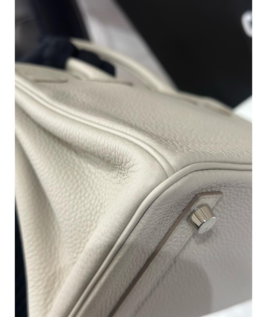 HERMES Белая кожаная сумка с короткими ручками, фото 9