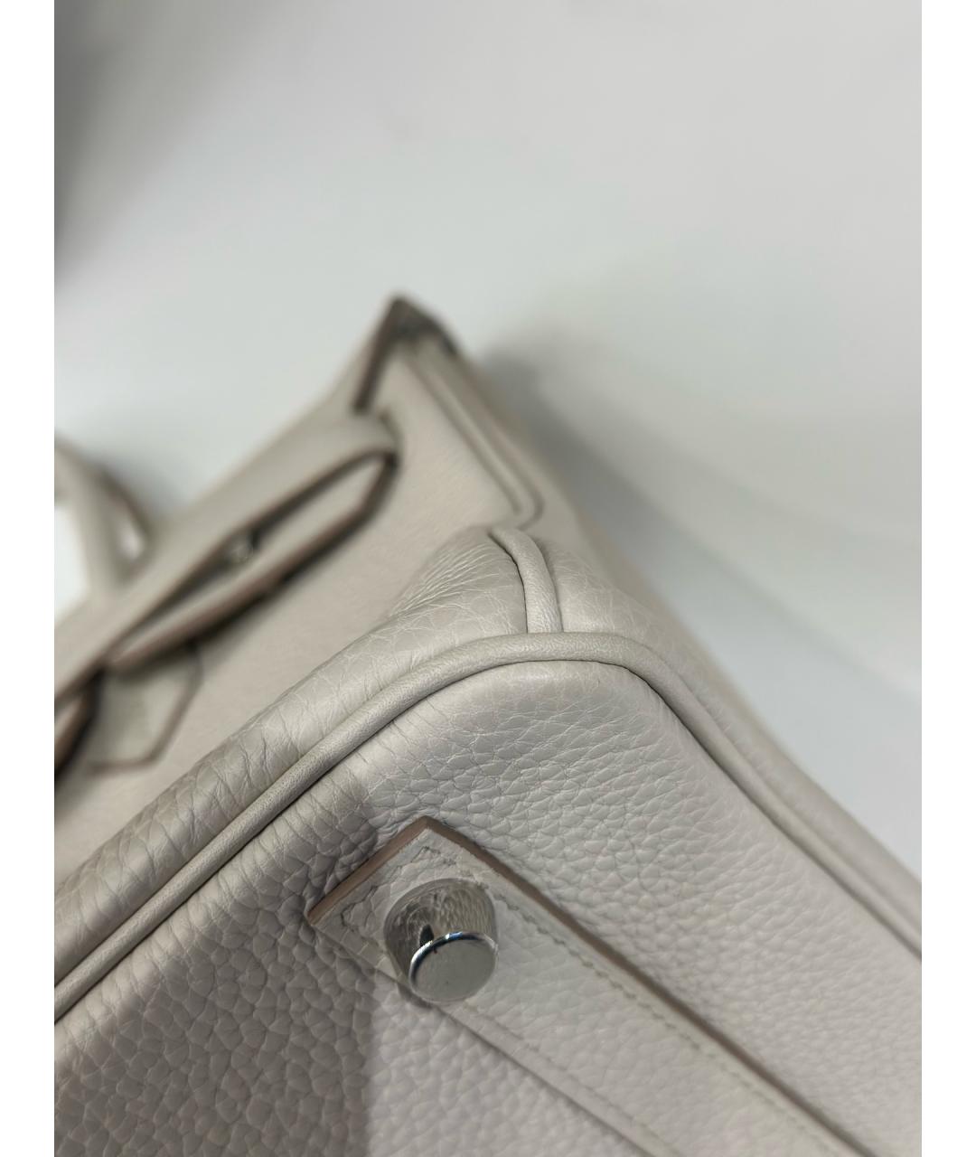 HERMES Белая кожаная сумка с короткими ручками, фото 8