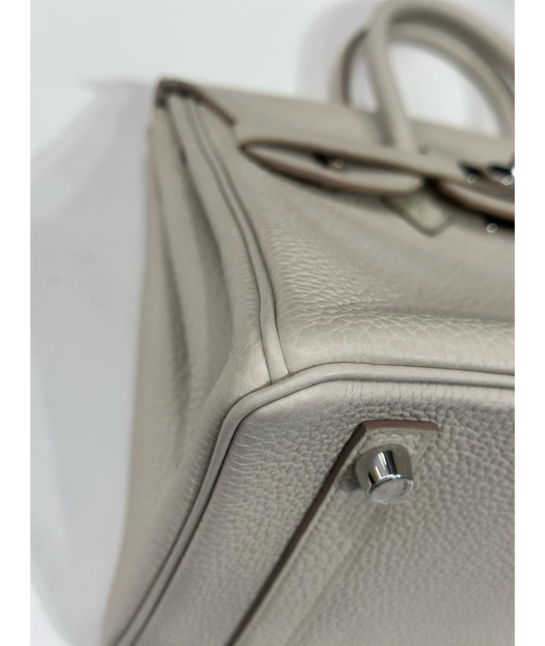 HERMES Белая кожаная сумка с короткими ручками, фото 7
