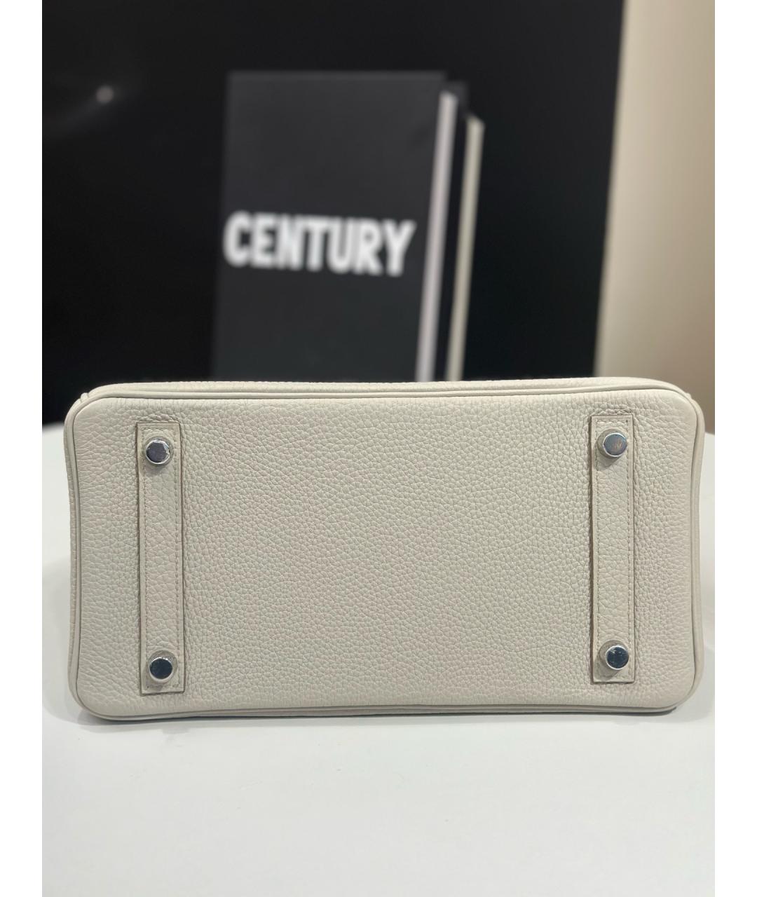 HERMES Белая кожаная сумка с короткими ручками, фото 6