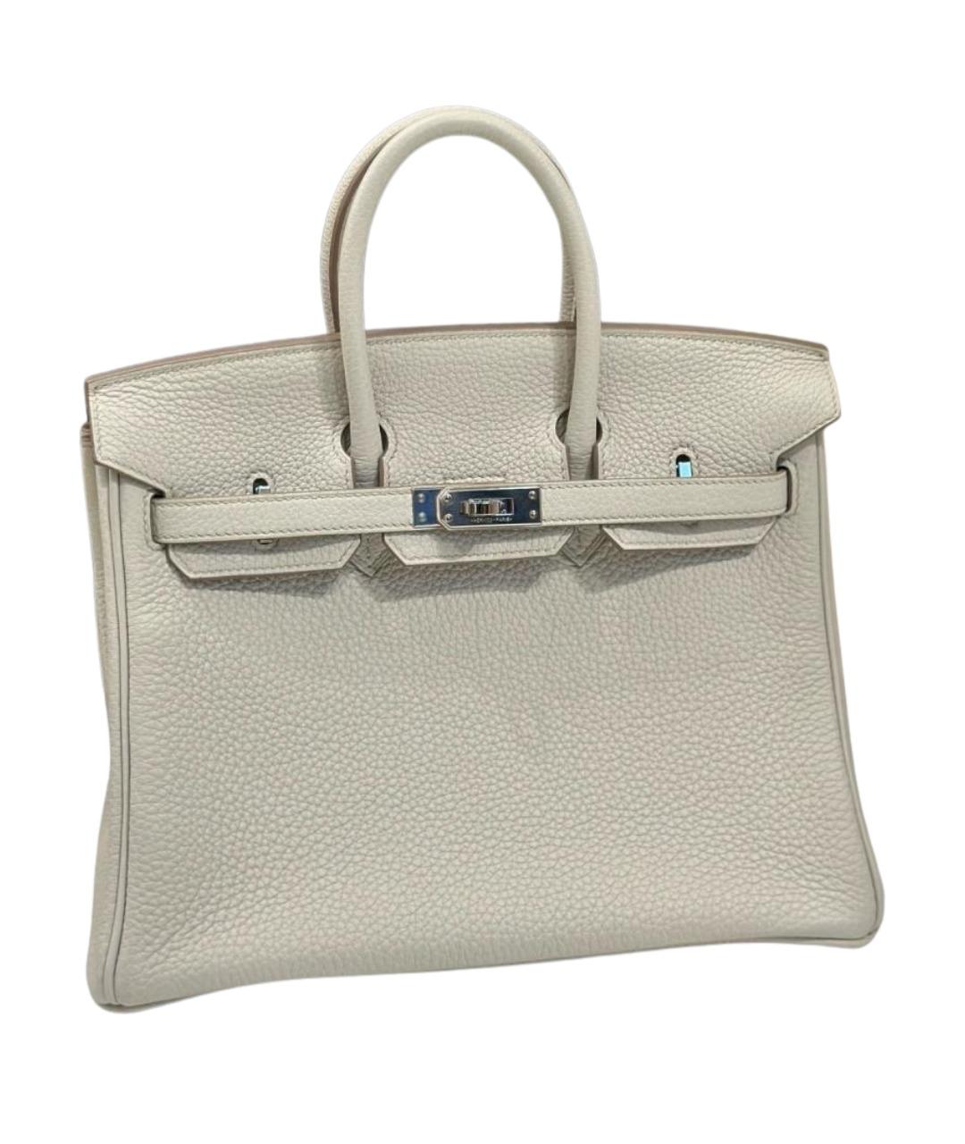 HERMES Белая кожаная сумка с короткими ручками, фото 1