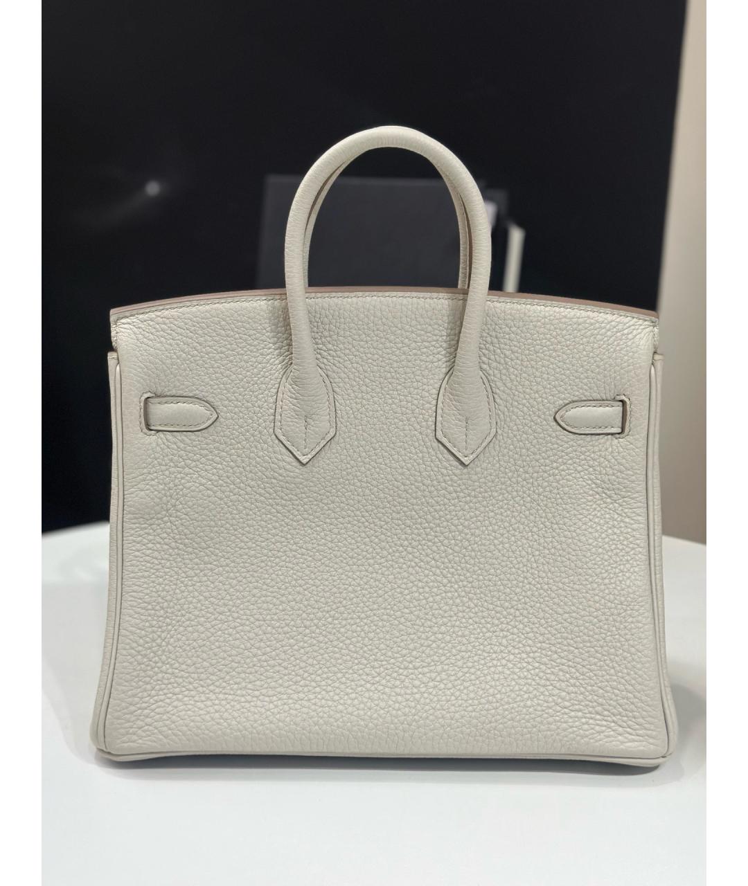 HERMES Белая кожаная сумка с короткими ручками, фото 4