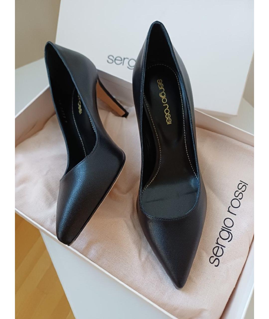 SERGIO ROSSI Черные кожаные туфли, фото 5