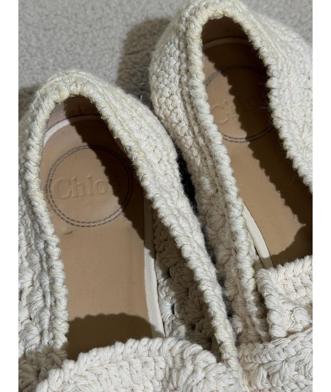 CHLOE Бежевые текстильные лоферы, фото 3