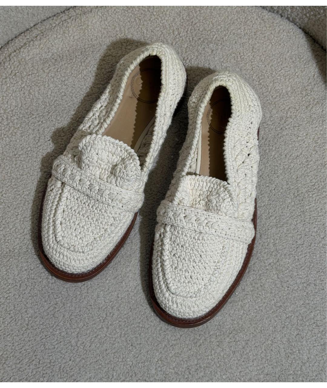 CHLOE Бежевые текстильные лоферы, фото 7