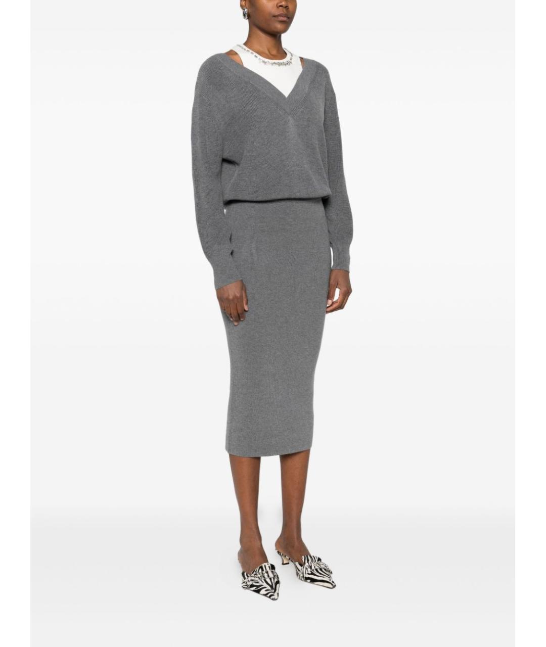 LIU JO Серое шерстяное платье, фото 5