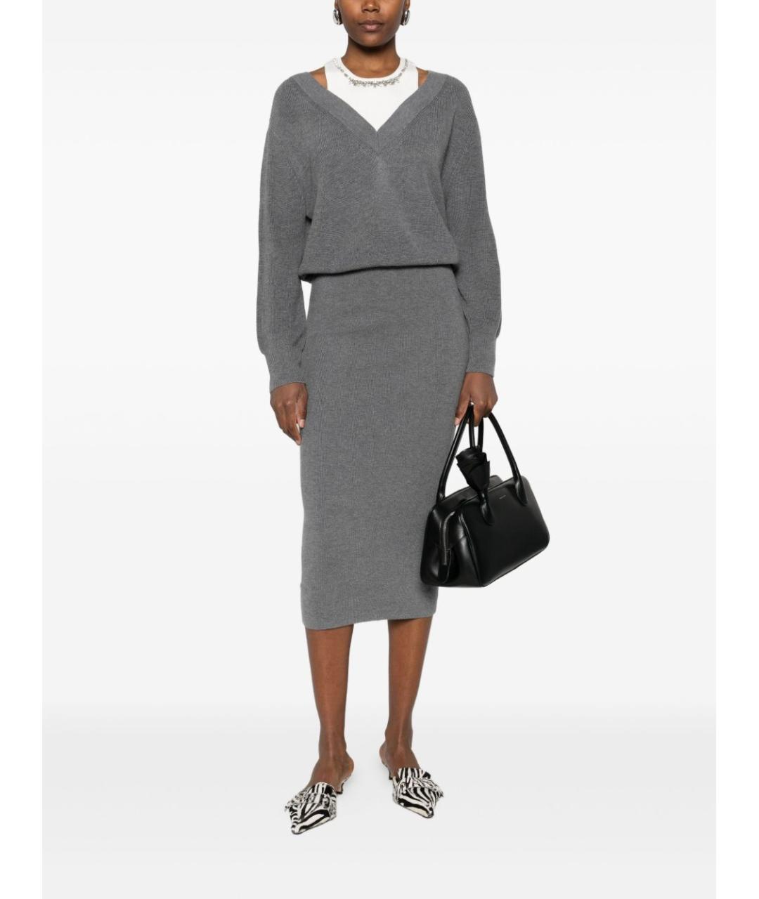 LIU JO Серое шерстяное платье, фото 4