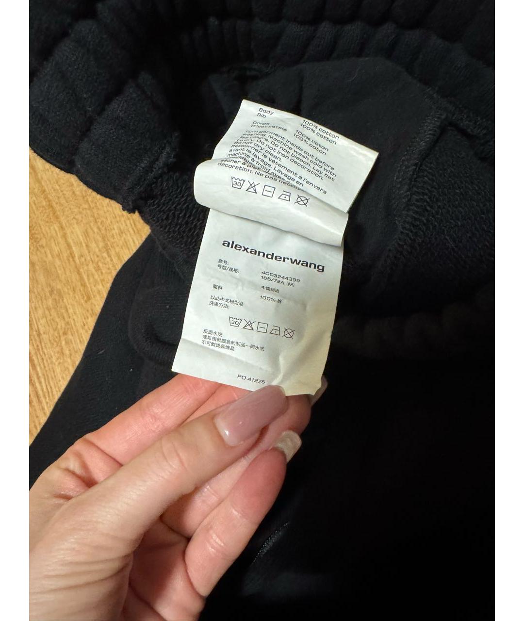 ALEXANDER WANG Черные хлопковые спортивные брюки и шорты, фото 5