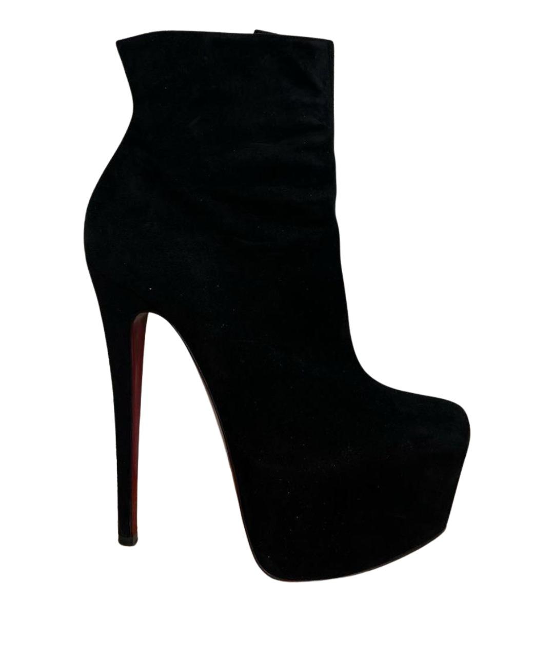 CHRISTIAN LOUBOUTIN Черные замшевые ботильоны, фото 1