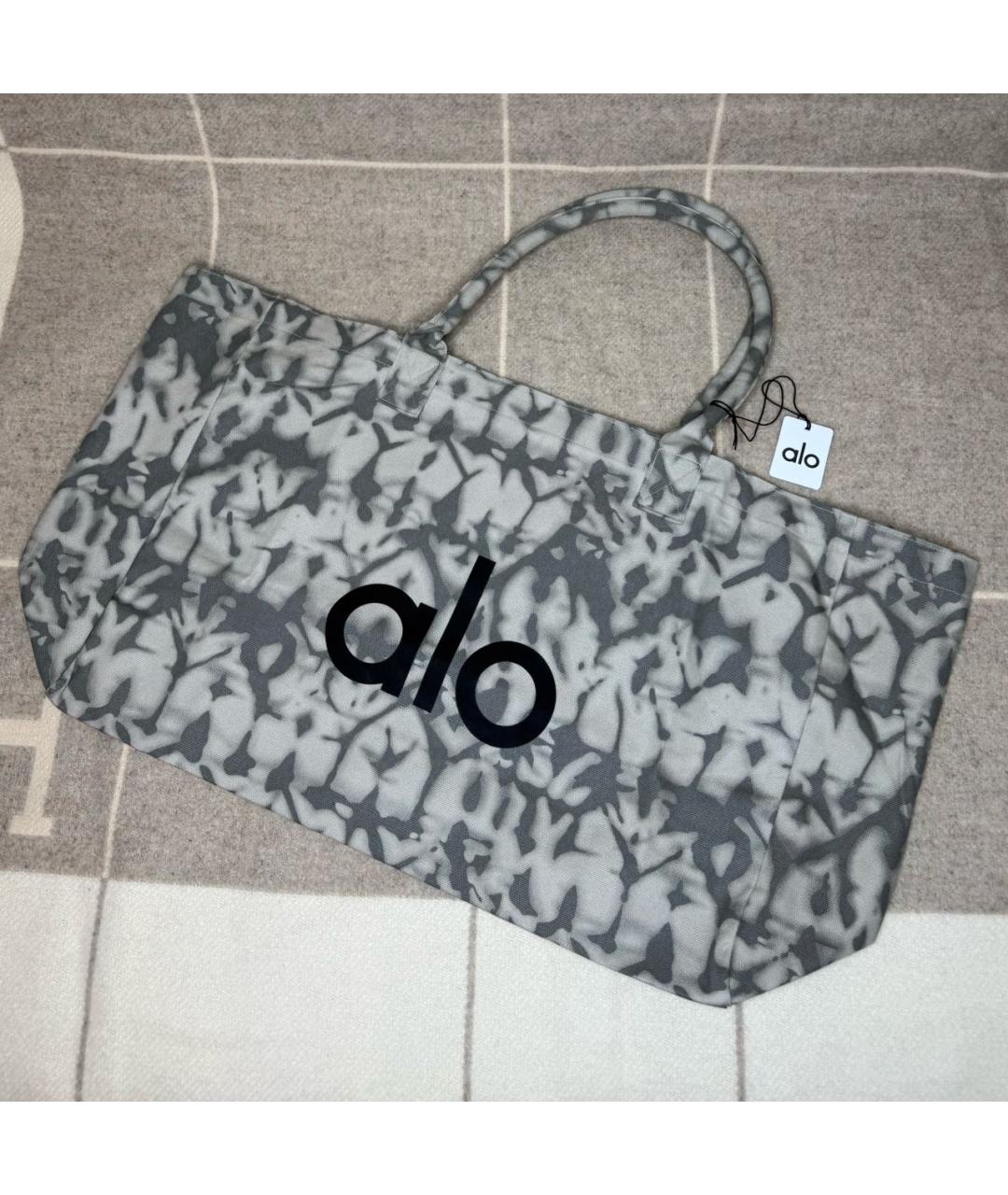 ALO YOGA Серая хлопковая сумка с короткими ручками, фото 2