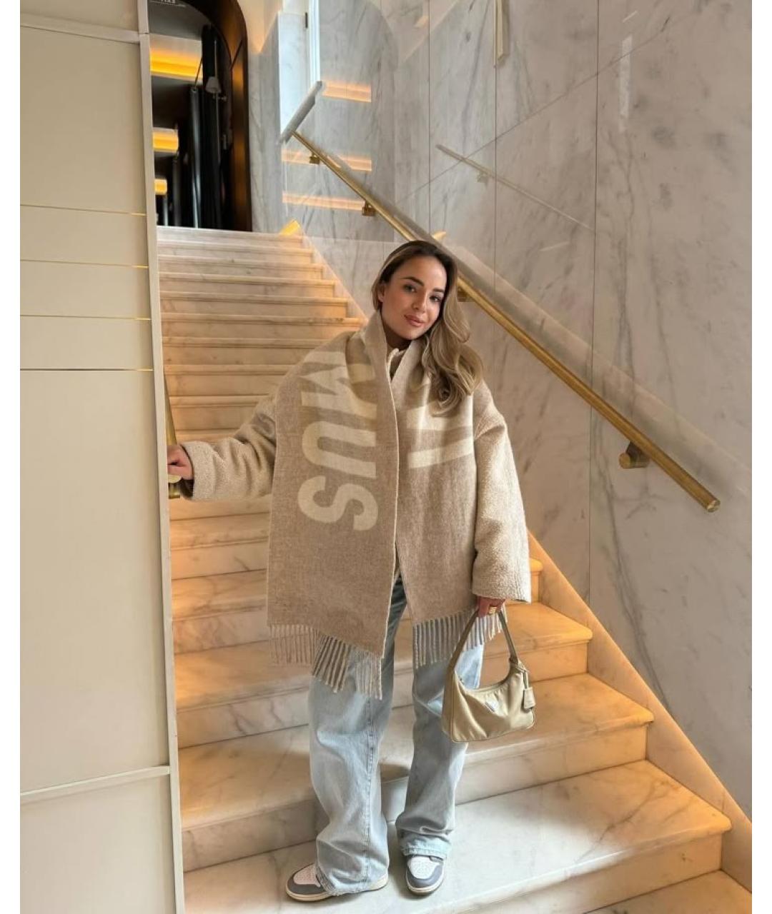 JACQUEMUS Бежевый шерстяной шарф, фото 4