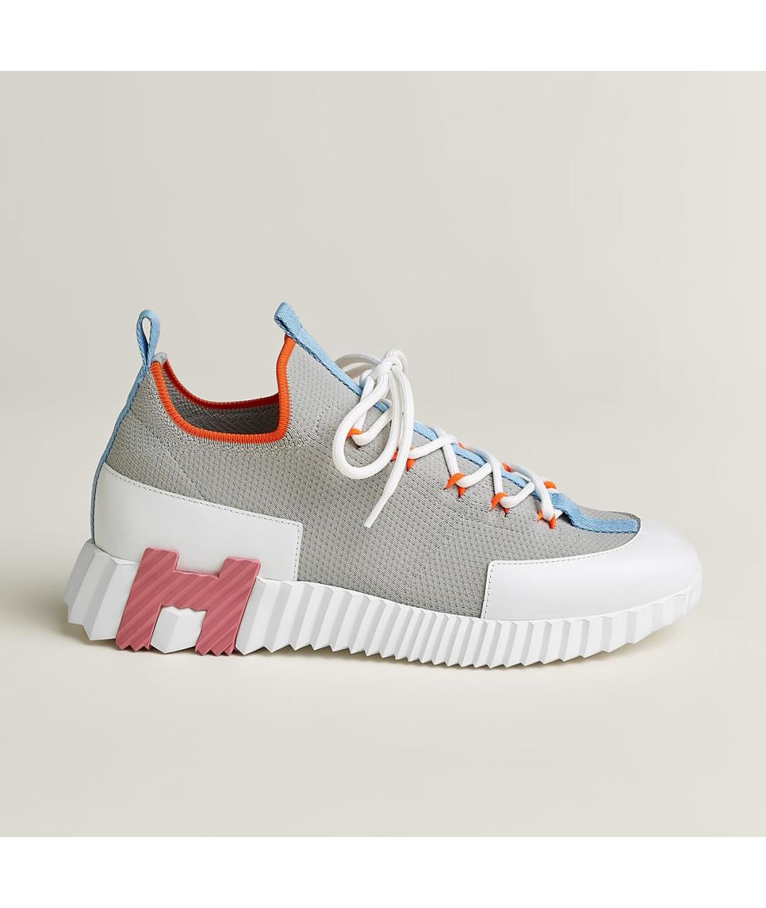 HERMES Серые текстильные кроссовки, фото 7