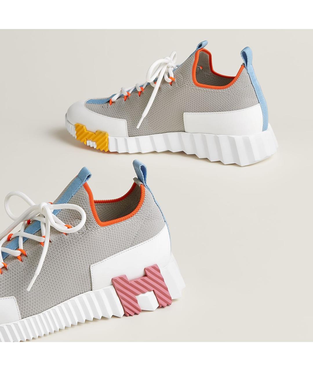 HERMES Серые текстильные кроссовки, фото 5