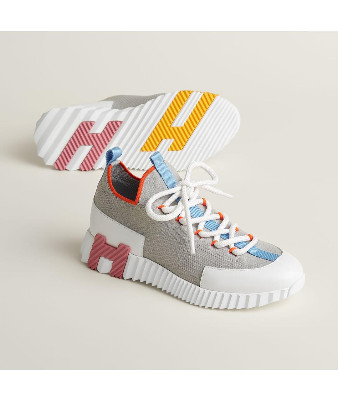 HERMES Серые текстильные кроссовки, фото 2