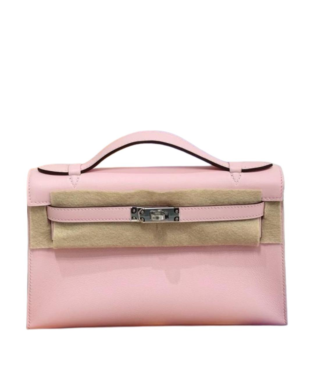HERMES Розовая кожаная сумка с короткими ручками, фото 1
