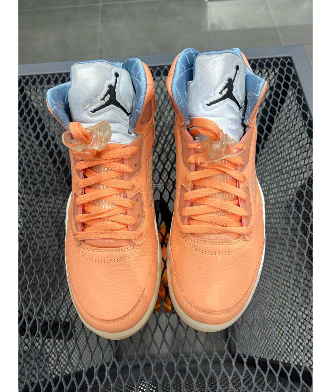 JORDAN Коралловые кожаные высокие кроссовки / кеды, фото 2