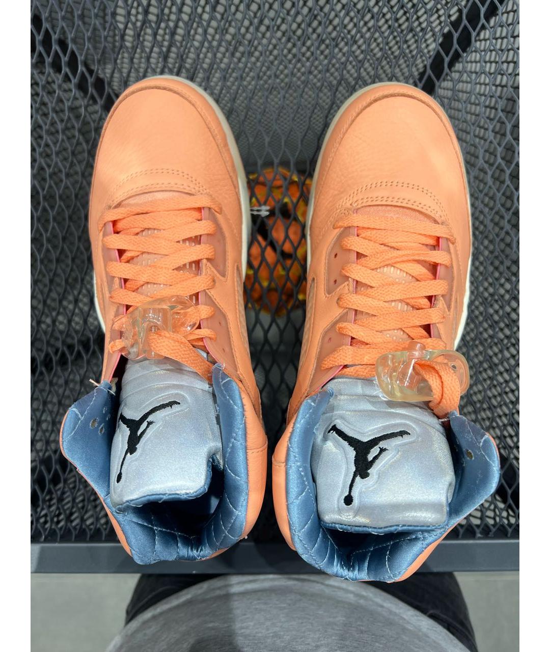 JORDAN Коралловые кожаные высокие кроссовки / кеды, фото 3