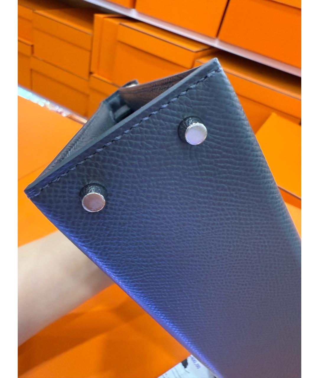 HERMES Серая кожаная сумка с короткими ручками, фото 6