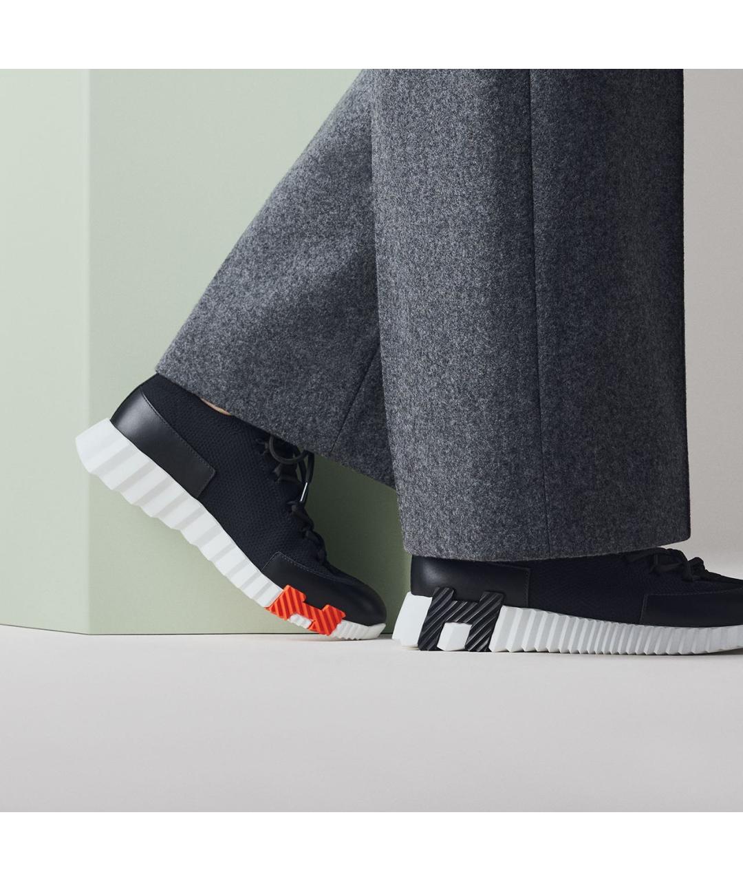 HERMES Черные текстильные кроссовки, фото 3