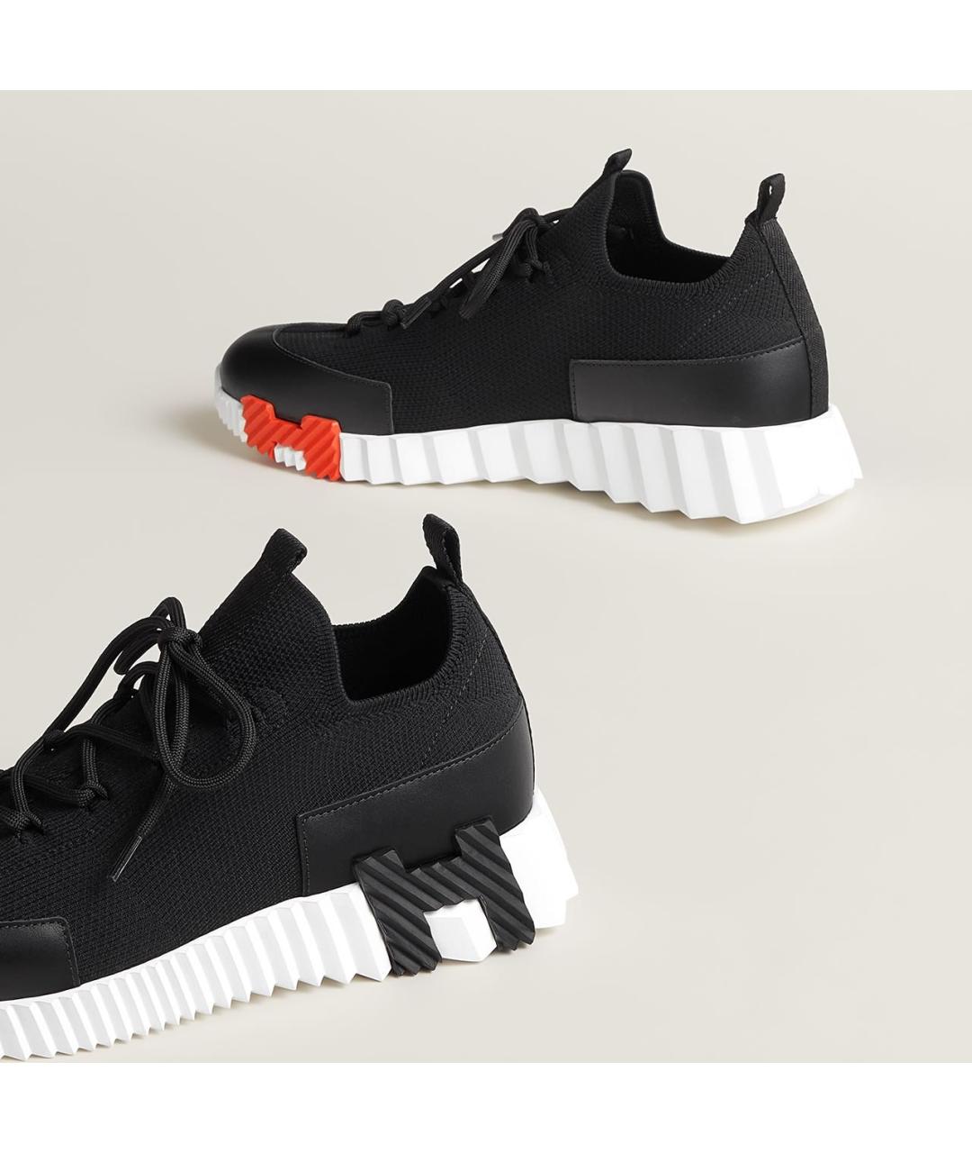 HERMES Черные текстильные кроссовки, фото 5